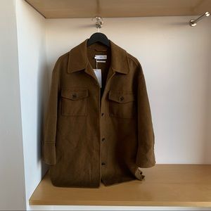 Mango Wool Blend Overshirt in Brown